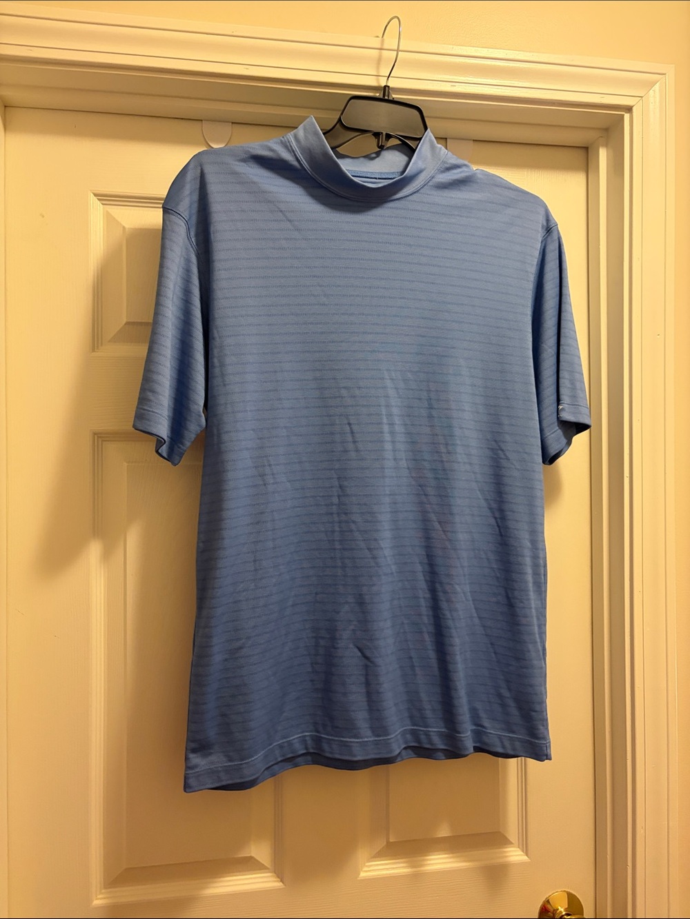 Cutter & Buck Men's Sky Blue Short-Sleeve Mock Neck Shirt